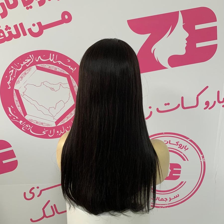 باروكة شعر طبيعي  اسود طبيعى 18 انش جذور كاملة حرير 360° – بريميوم | زيزي