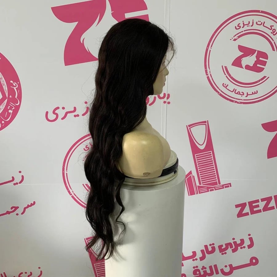 باروكه شعر طبيعي26أنش جذور امامبه فروة حرير اسود طبيعى  ويفى