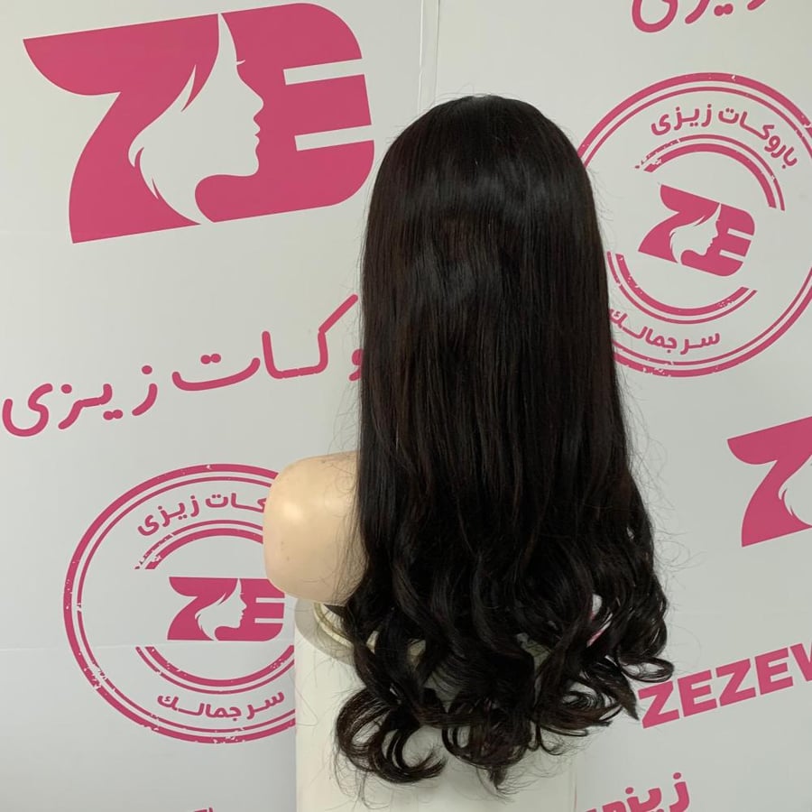باروكه شعر طبيعى طول 22انش جذور كامله فروه دانتيل لون اسود طبيعى