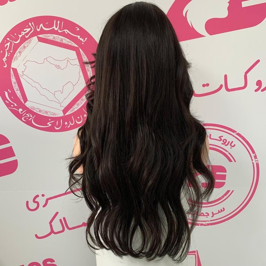 باروكه شعر طبيعى طول 24 أنش كثافه 180 اسود طبيعى جذور اماميه فروه دانتيل