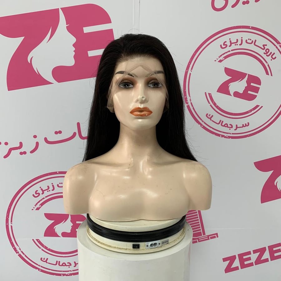 باروكه شعر طبيعى طول 18انش جذور كامله فروه دانتيل لون اسود طبيعى