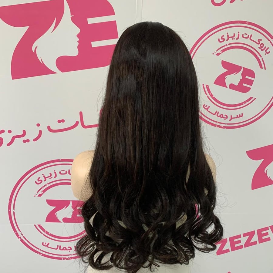 باروكه شعر طبيعى طول 22انش جذور كامله فروه دانتيل لون اسود طبيعى