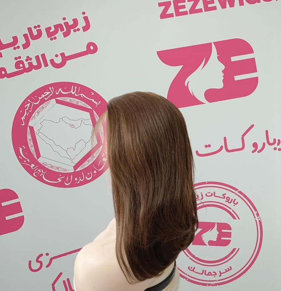 باروكه شعر طبيعى طول14انش كثافه 180ستايل شعر مدرج لون بنى كستنائى