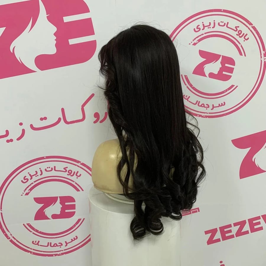 باروكه شعر طبيعى طول 22أنش كثافه 180 اسود طبيعى جذور اماميه فروه دانتيل
