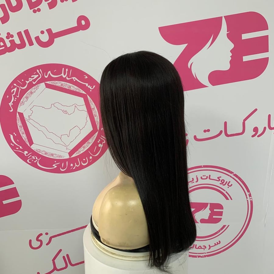 باروكة شعر طبيعي  اسود طبيعى 18 انش جذور كاملة حرير 360° – بريميوم | زيزي