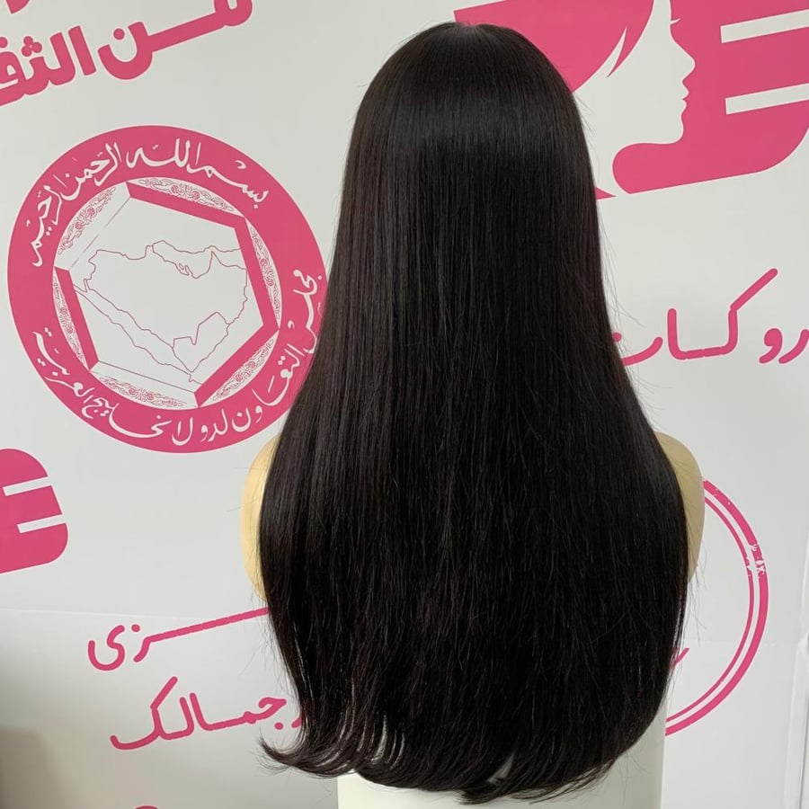 باروكة شعر طبيعي اسود طبيعى طول 20 انش جذور كاملة حرير 360° – بريميوم | زيزي