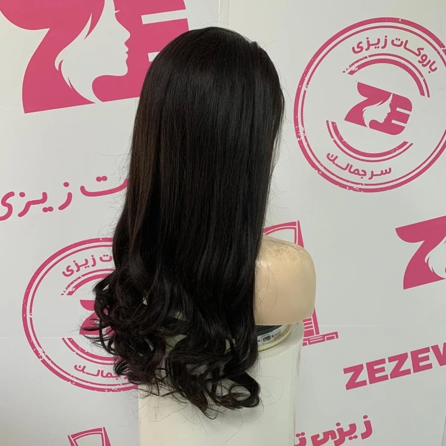 باروكه شعر طبيعى طول24انش جذور كامله فروه دانتيل لون اسود طبيعى