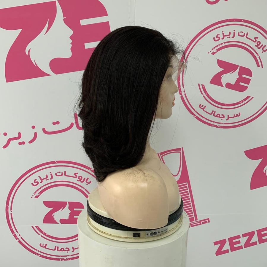 باروكه شعر طبيعى طول 12انش جذور كامله فروه دانتيل لون اسود طبيعى