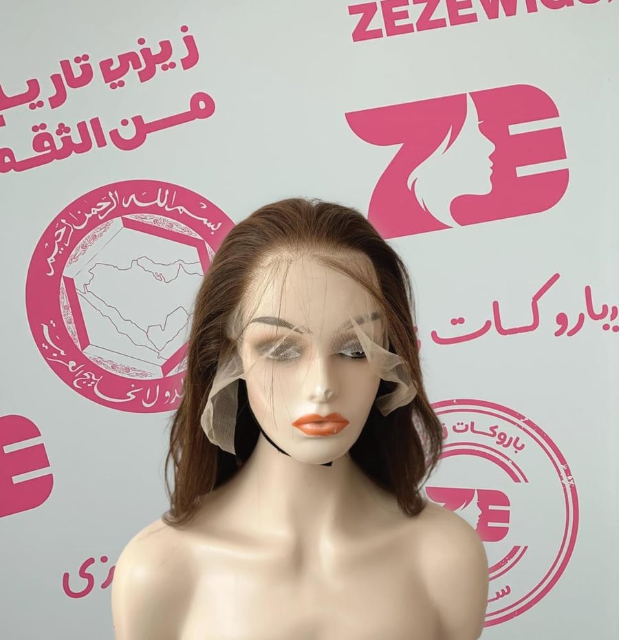 باروكه شعر طبيعى طول 12انش كثافه 180 ستايل شعر مدرج لون بنى كستنائى