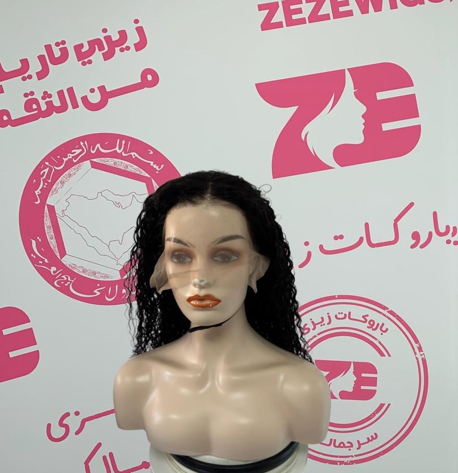 Natural hair wig, length 20 inches, density 180, natural black, front roots, lace, curly