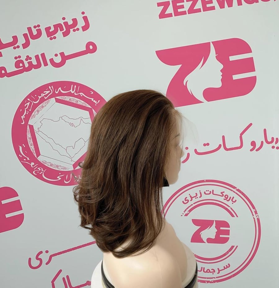 باروكه شعر طبيعى طول 12انش كثافه 180 ستايل شعر مدرج لون بنى كستنائى