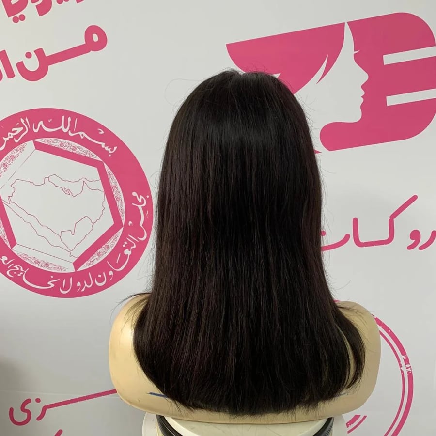 باروكة شعر طبيعي  اسود طبيعى 14 انش جذور كاملة حرير 360° – بريميوم | زيزي