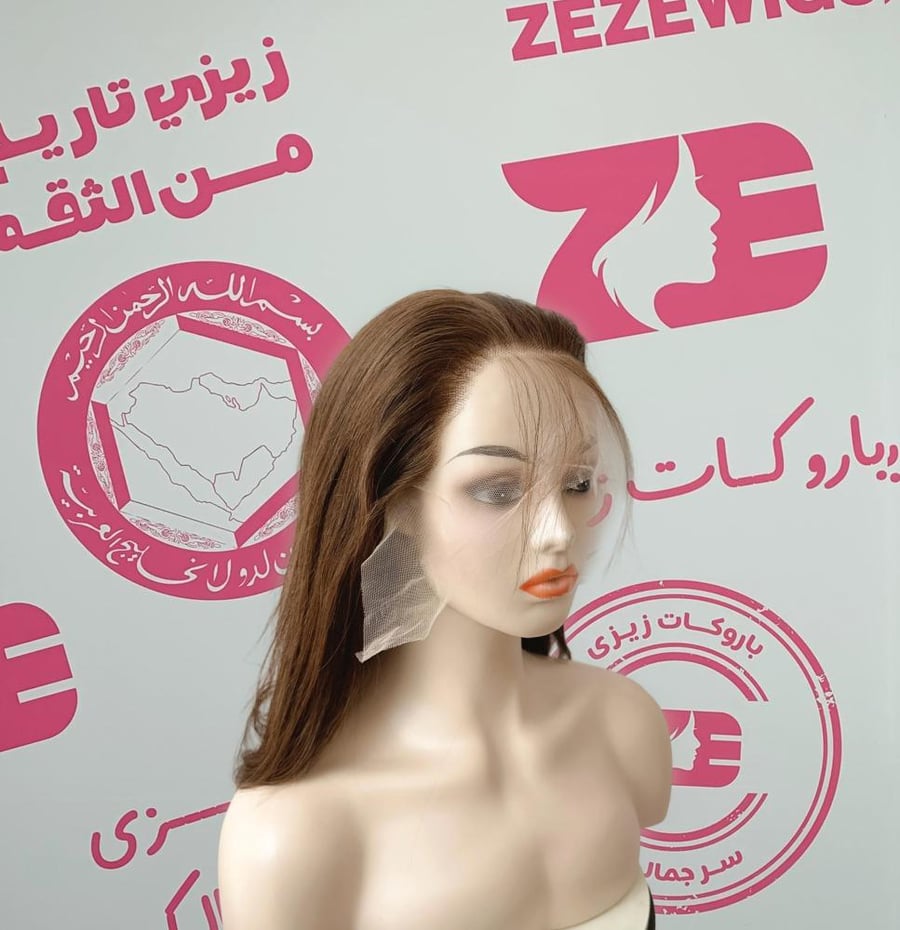 باروكه شعر طبيعى طول14انش كثافه 180ستايل شعر مدرج لون بنى كستنائى