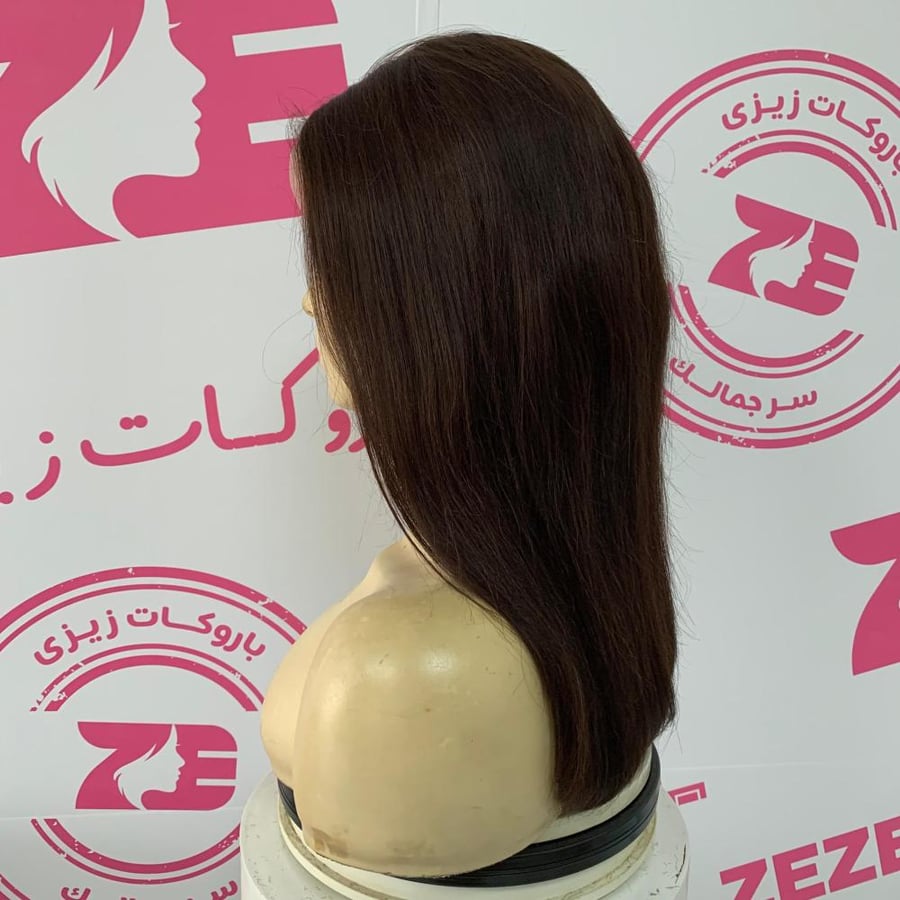باروكه شعر طبيعي14أنش جذور أماميه فروة حرير بنى غامق