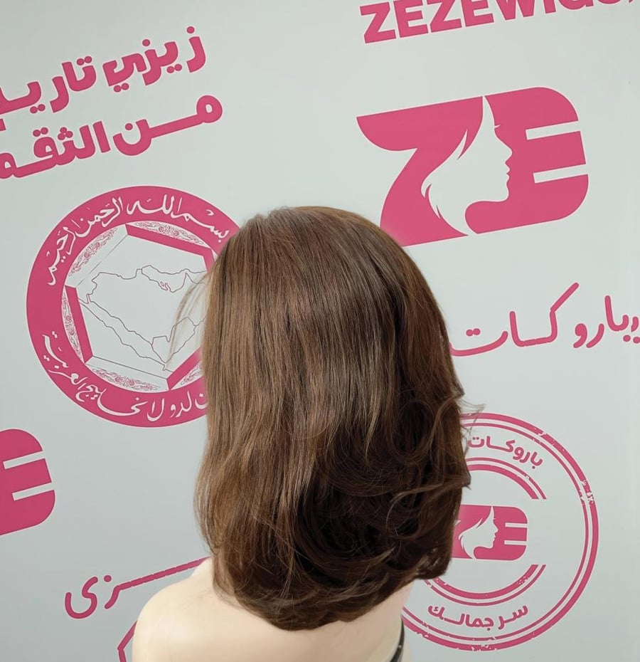 باروكه شعر طبيعى طول 12انش كثافه 180 ستايل شعر مدرج لون بنى كستنائى