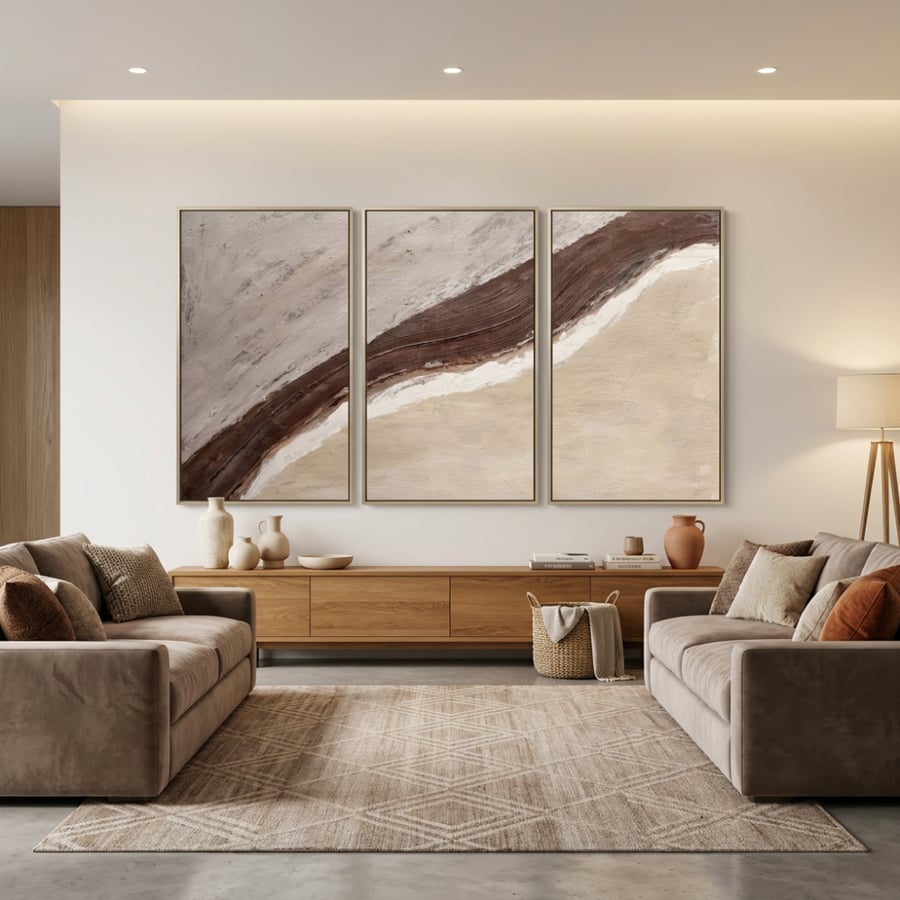 لوحات ثلاثية ورد تصميم مودرن