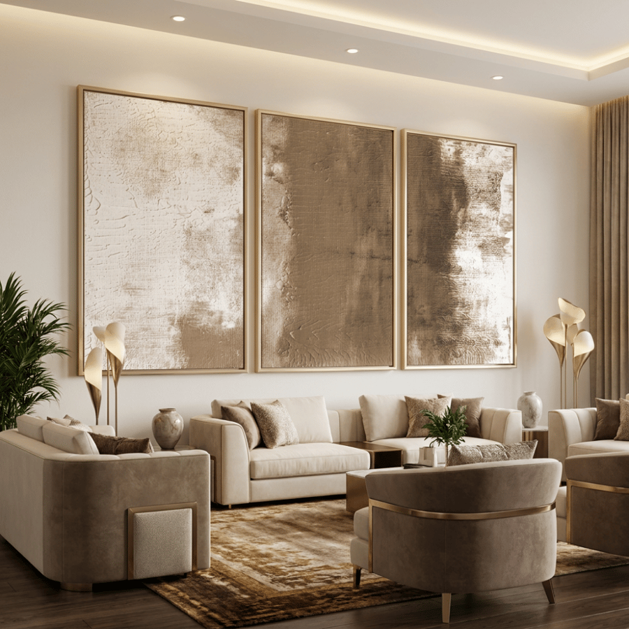 لوحات ثلاثية ورد تصميم مودرن