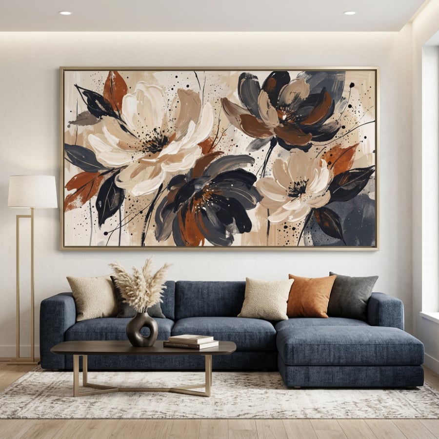 Flower paintings, art, abstract, modern design
