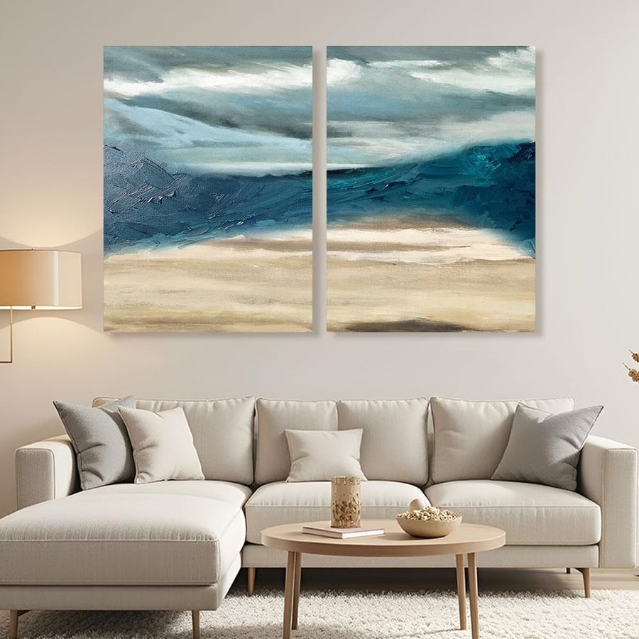 Abstract art dual paintings modern design