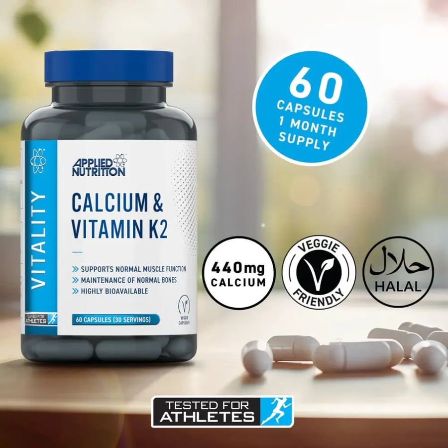 Applied Nutrition Vitality - مكمل غذائي كالسيوم وفيتامين K2، 60 كبسولة