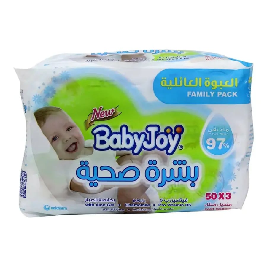 202512R  بيبي جوي مناديل مبللة بشرة صحية عائلية 3*50