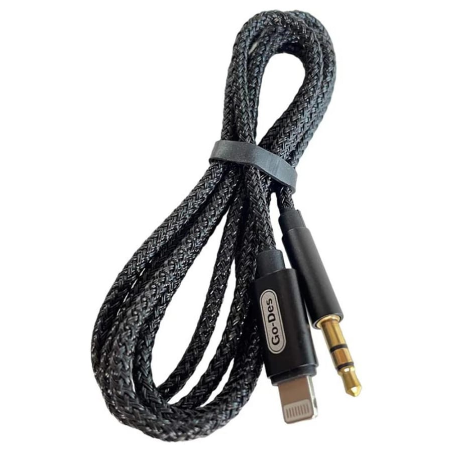 كيبل AUX ايفون - Lightning قوي ضد القطع 1متر Go Des GAC-301 3.5mm Lightning Aux Audio Cable