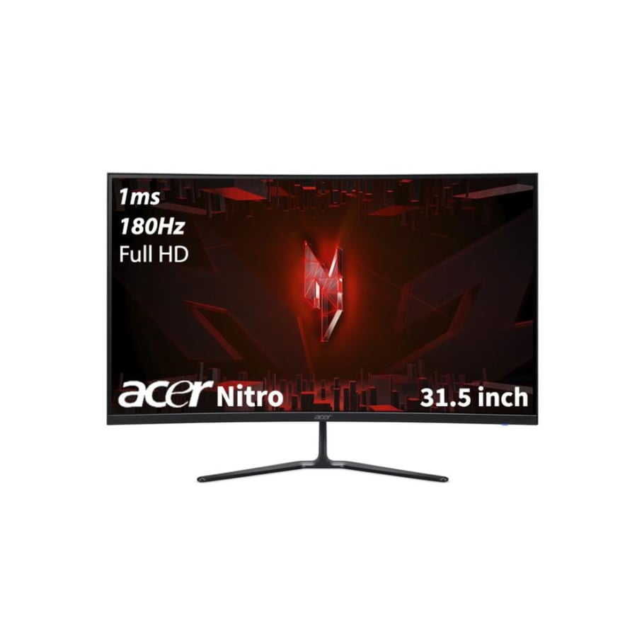شاشة ألعاب منحنية Acer Nitro ED320QR مقاس 31.5 بوصة بدقة Full HD 1920x1080، وتقنية لوحة VA، ومعدل تحديث 180 هرتز، ووقت استجابة 1 مللي ثانية زمن الاستجابة، تقنية AMD FreeSync Premium، ZeroFrame - أسود