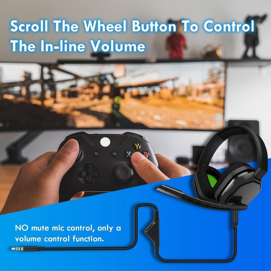 كيبل صوت AUX بديل مع تحكم في مستوى الصوت لسماعات الالعاب استرو A10/A30/A40 PS5/PS4/Xbox One/Xbox Series S/X/الكمبيوتر/الهاتف الذكي عبر مقبس 3.5 ملم - 2 متر