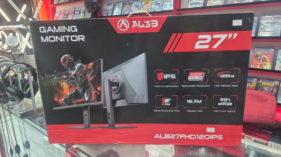 شاشة ألعاب (Gaming Monitor) مقاس 27 إنش من ماركة العب (AL3B)، وتحمل الموديل ALB27FHD120IPS