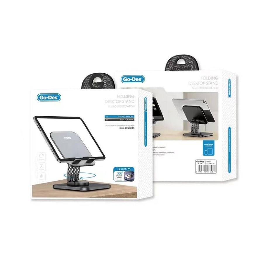 حامل الهاتف واللوحي المعدني المحمول من جو ديس القابل للطي ودواران 360 درجة GD-HD776