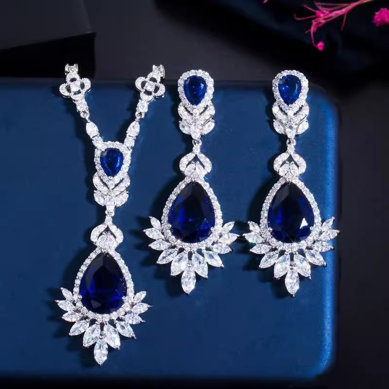 Zirconia Necklace and Earrings Set