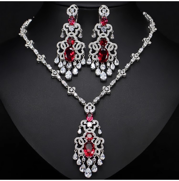 Zirconia Necklace and Earrings Set
