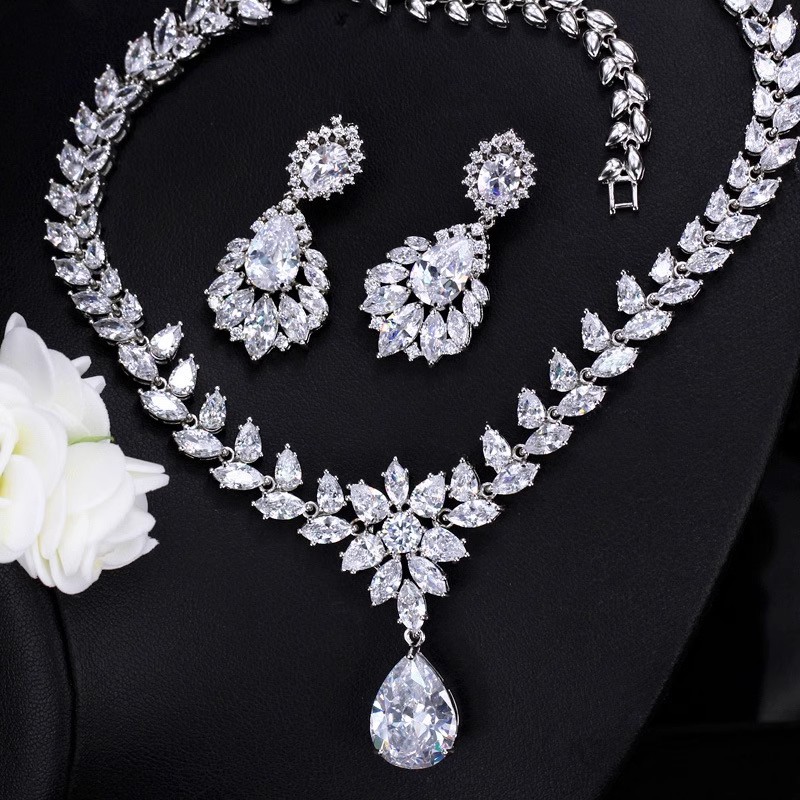 Zirconia Necklace and Earrings Set