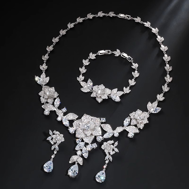 Zirconia Necklace and Earrings Set