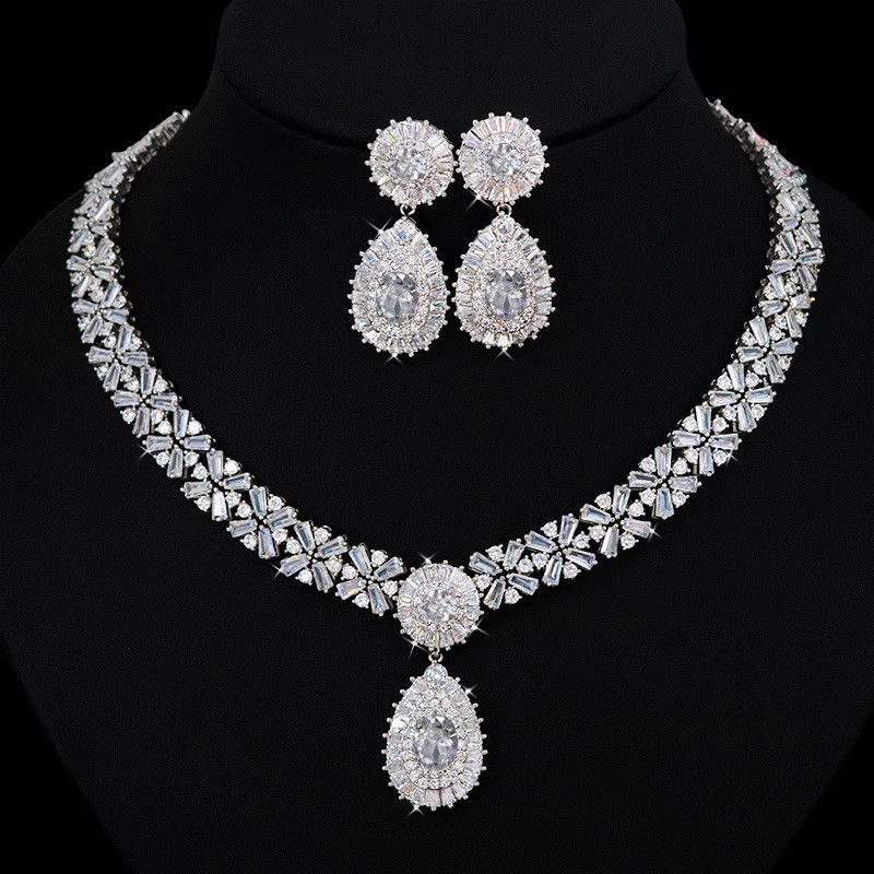 Zirconia Necklace and Earrings Set