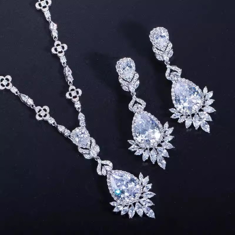 Zirconia Necklace and Earrings Set