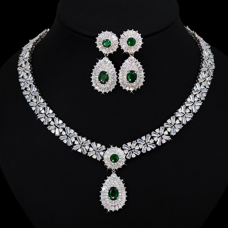 Zirconia Necklace and Earrings Set