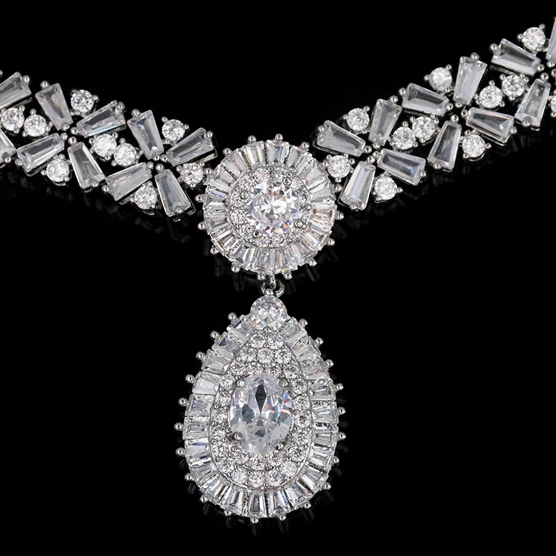 Zirconia Necklace and Earrings Set