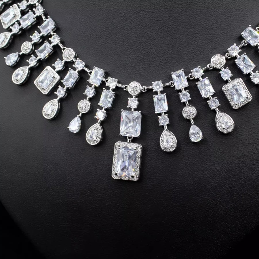 Zirconia Necklace and Earrings Set
