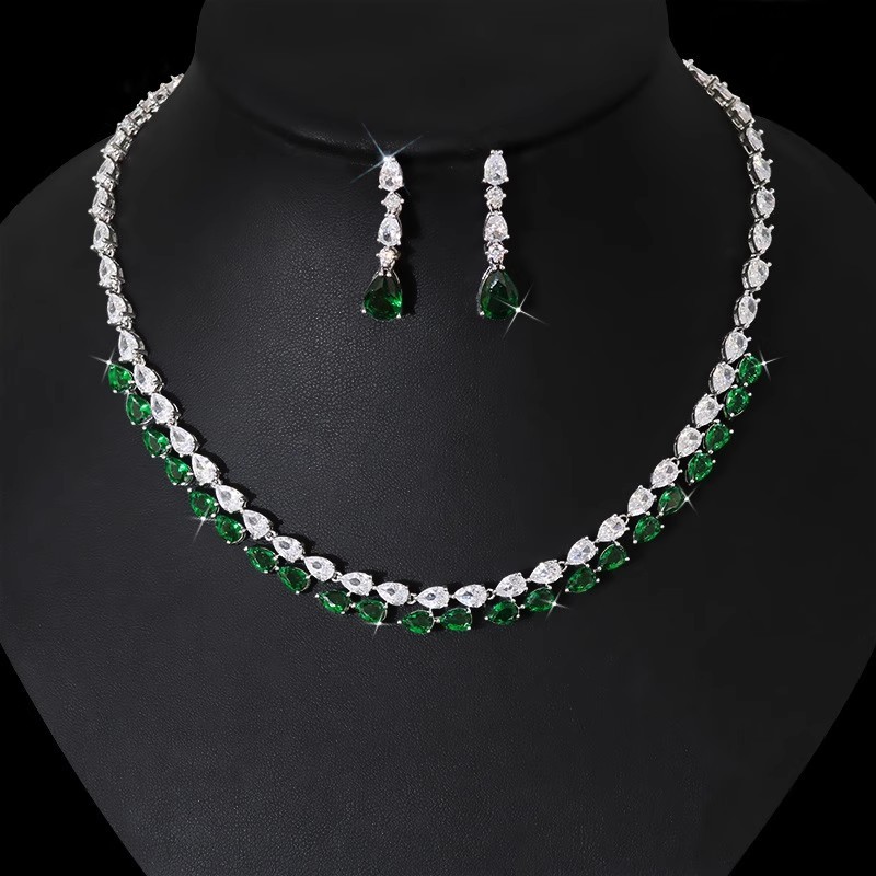 Zirconia Necklace and Earrings Set