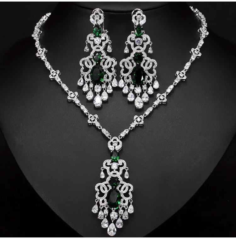 Zirconia Necklace and Earrings Set