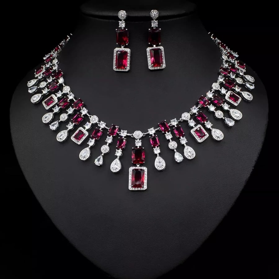 Zirconia Necklace and Earrings Set