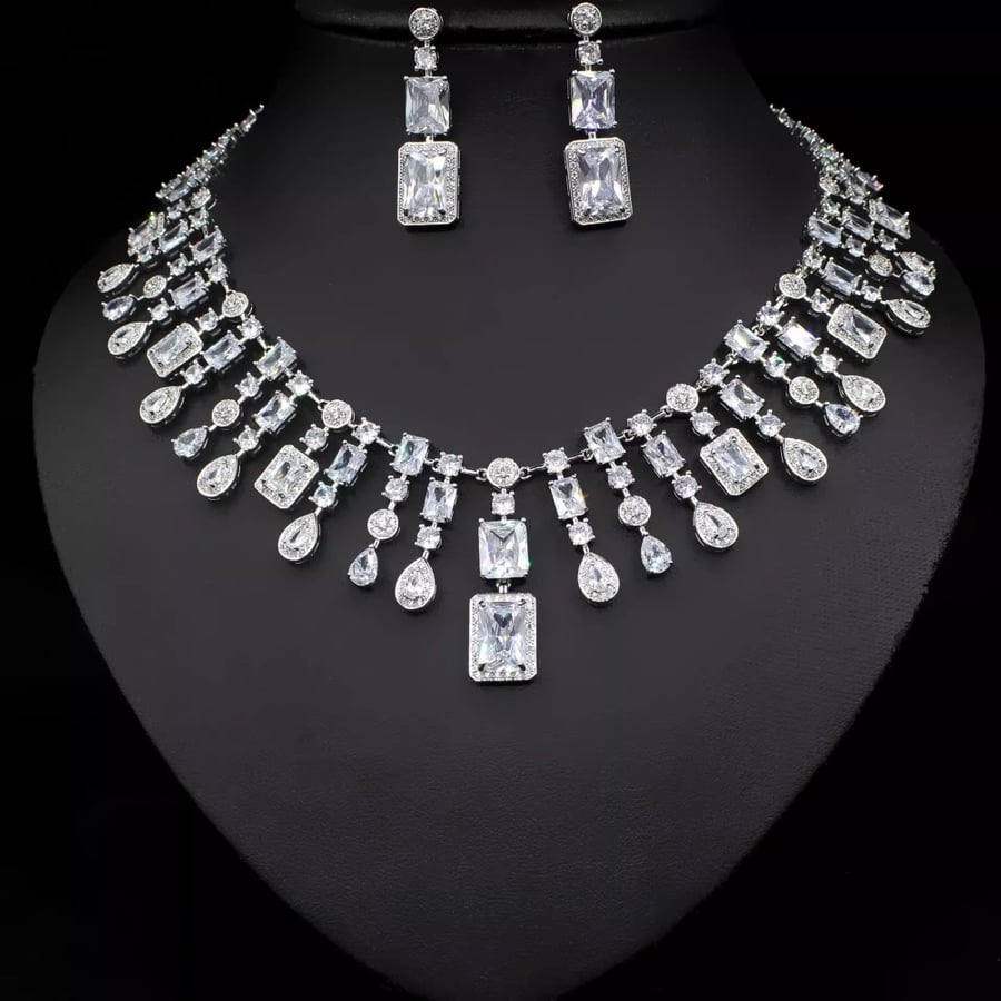 Zirconia Necklace and Earrings Set
