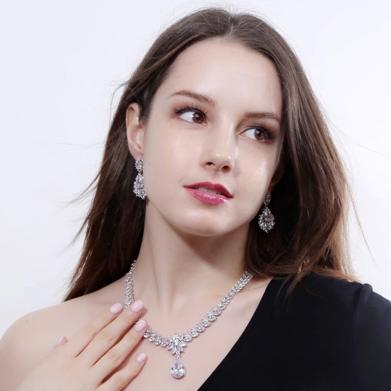 Zirconia Necklace and Earrings Set