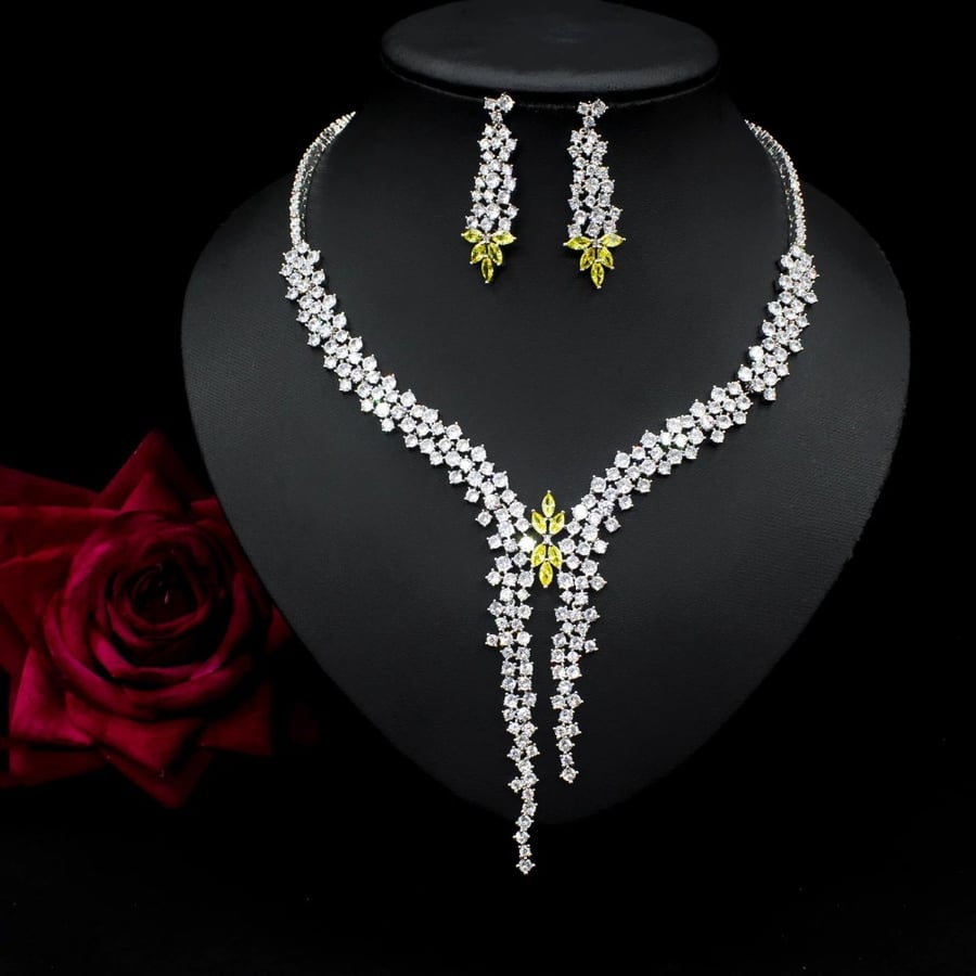 925 Silver Zirconia Necklace and Earrings Set