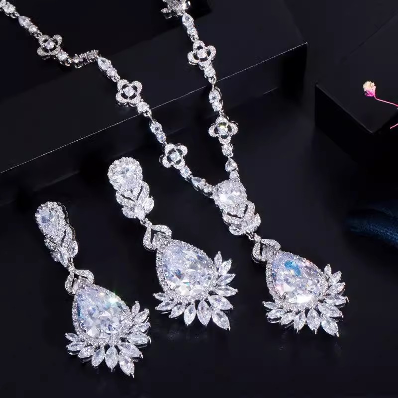 Zirconia Necklace and Earrings Set
