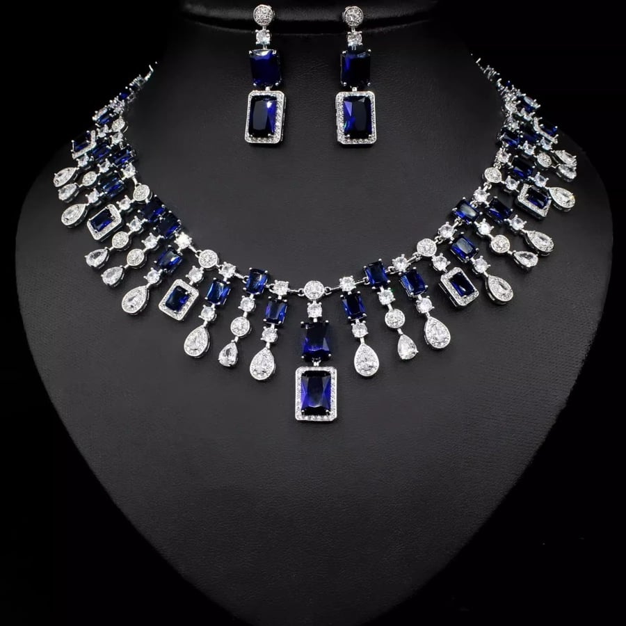Zirconia Necklace and Earrings Set