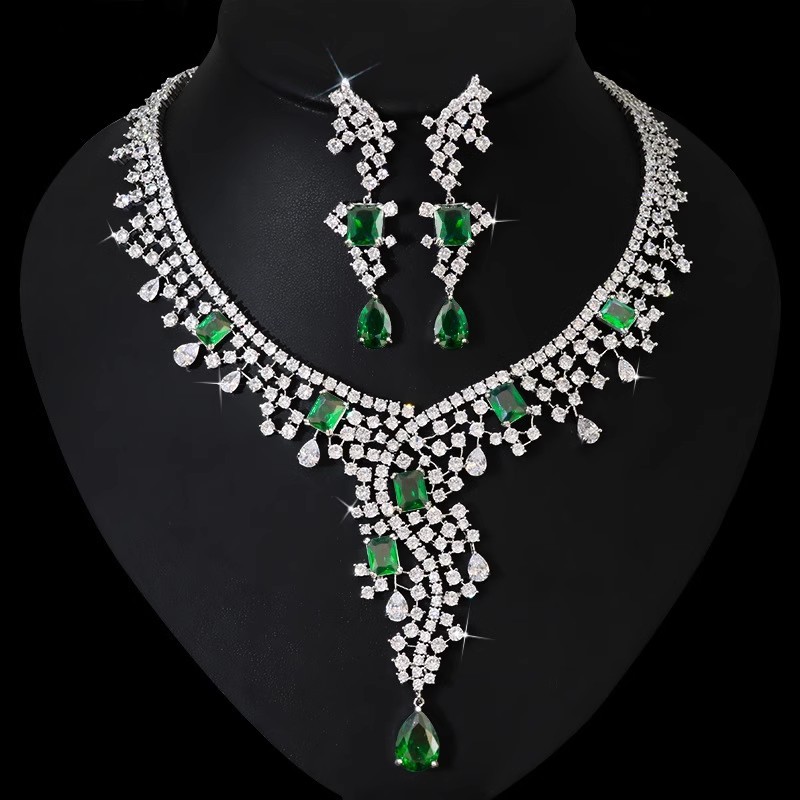 Zirconia Necklace and Earrings Set