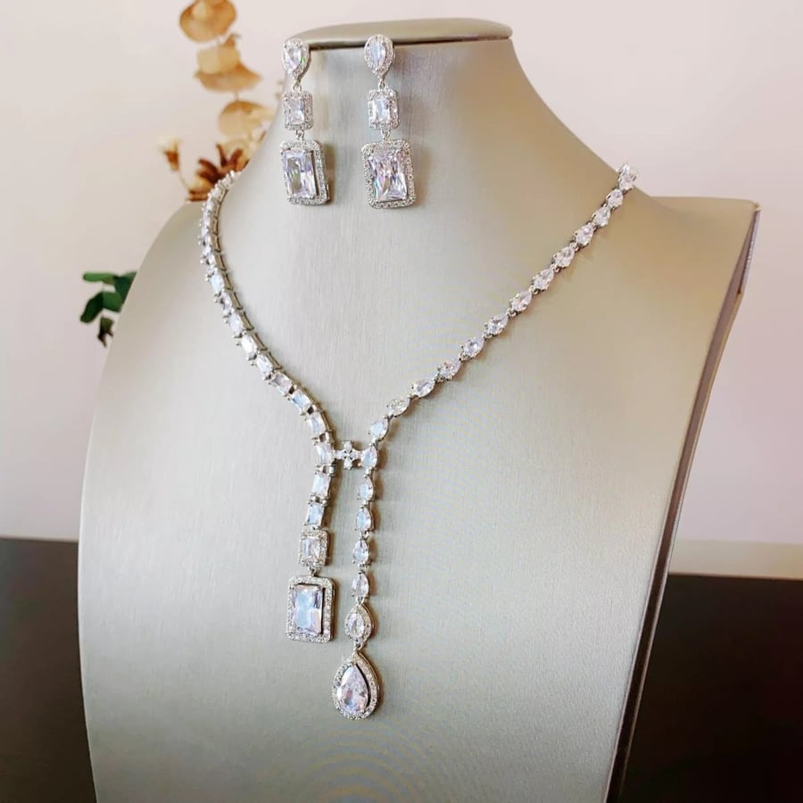 Zirconia Necklace and Earrings Set