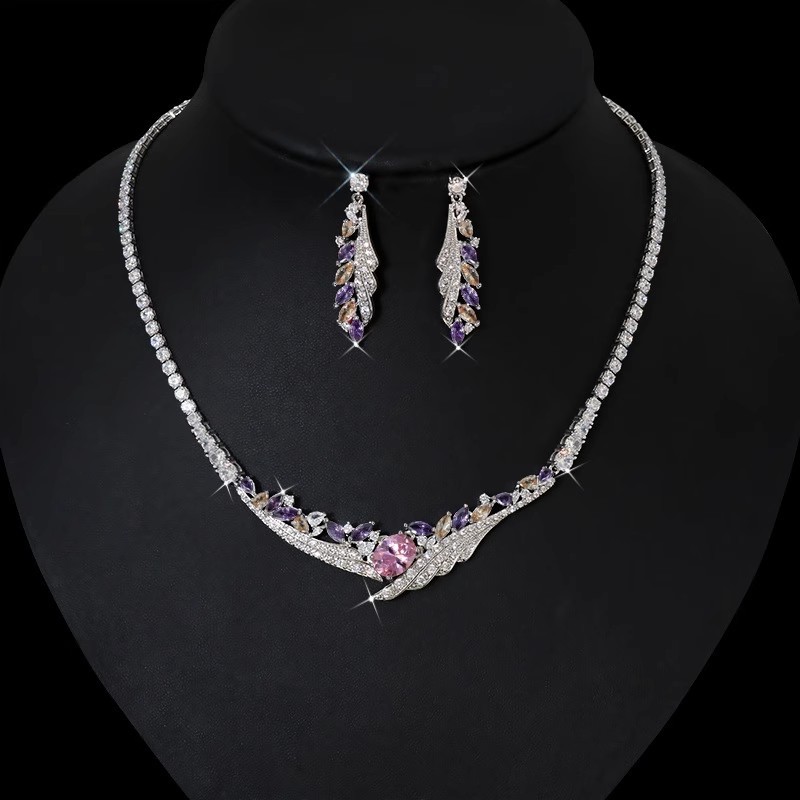 Zirconia Necklace and Earrings Set
